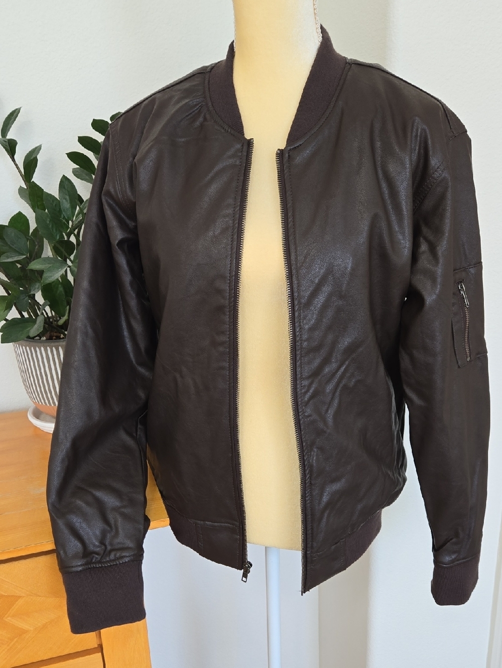 Classic Women's Bomber Jacket - Dark Brown